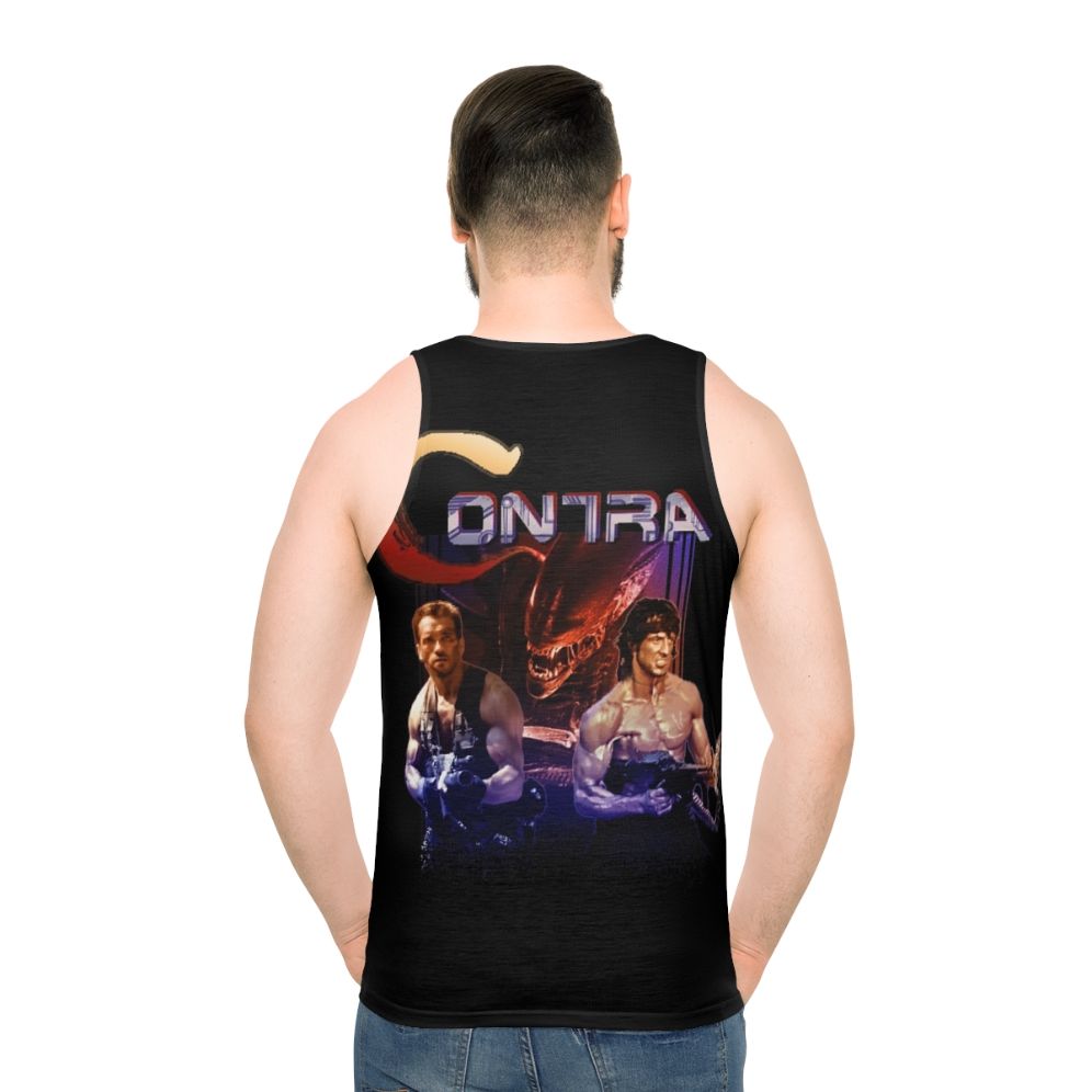 Retro contra-inspired unisex tank top with pixel art design