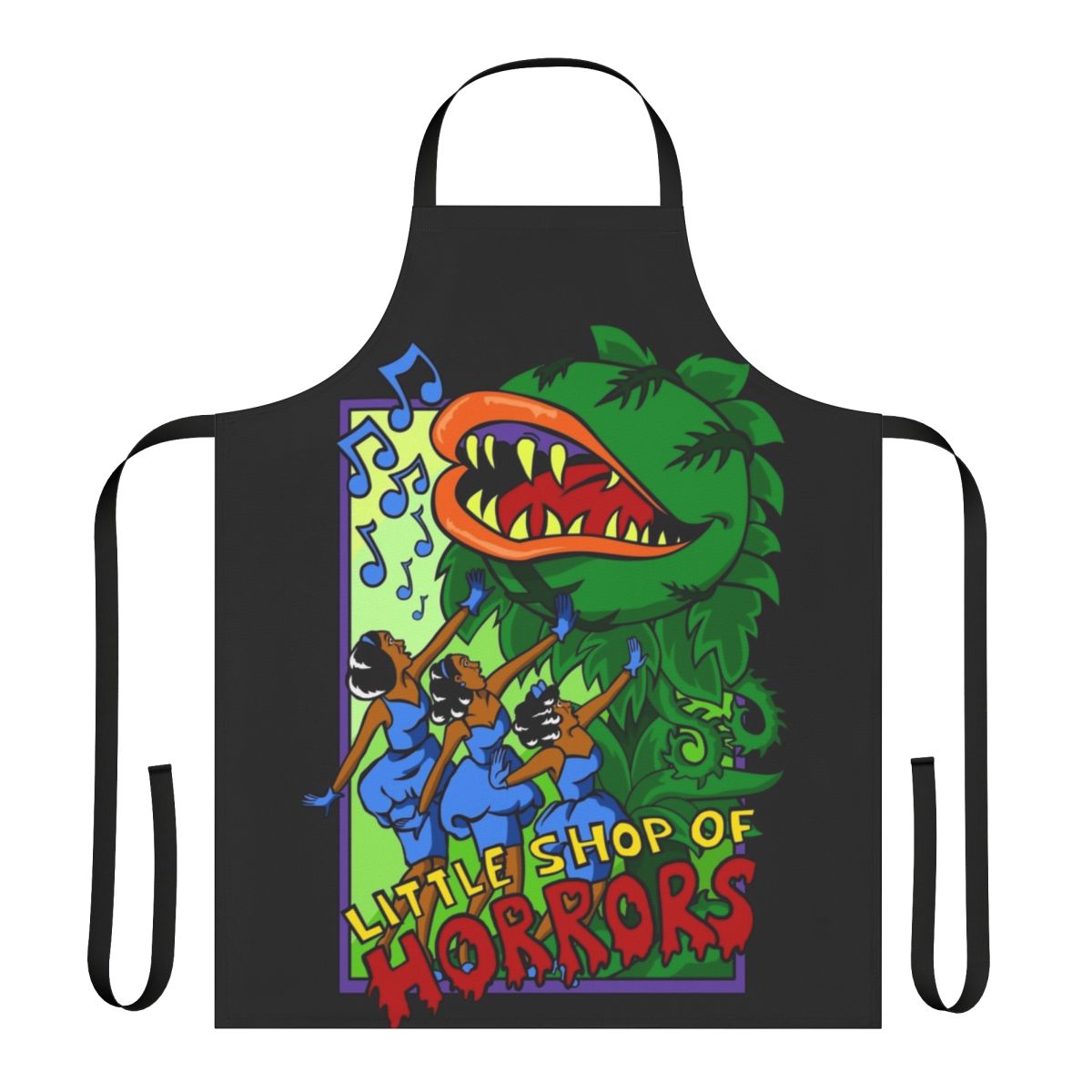 Cooking apron featuring the iconic design from the classic 80s musical, Little Shop of Horrors