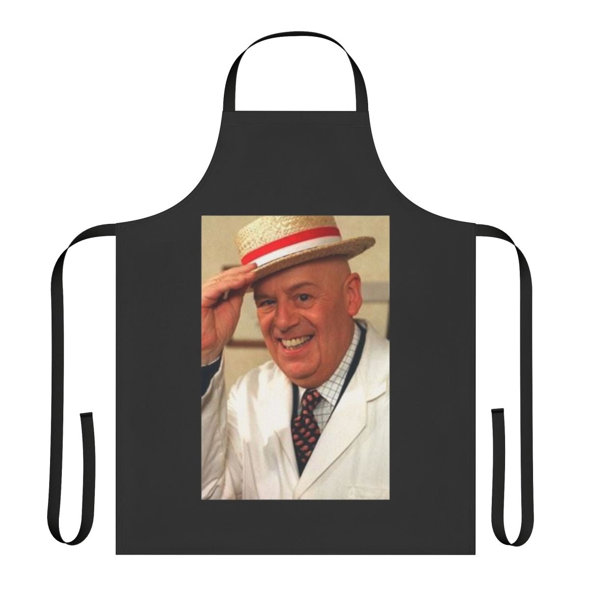 Retro-style apron featuring the iconic Coronation Street character Fred Elliott
