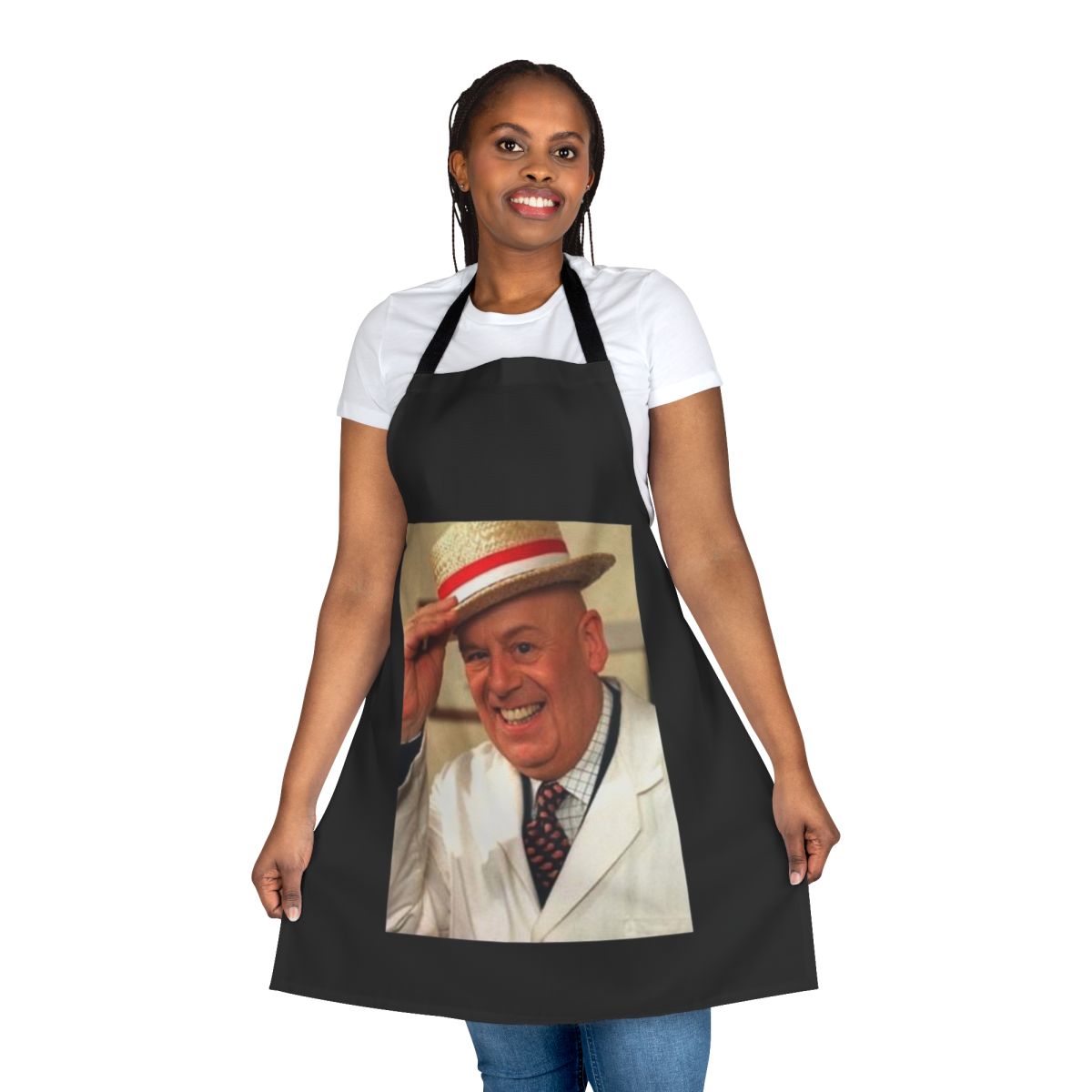 Retro-style apron featuring the iconic Coronation Street character Fred Elliott
