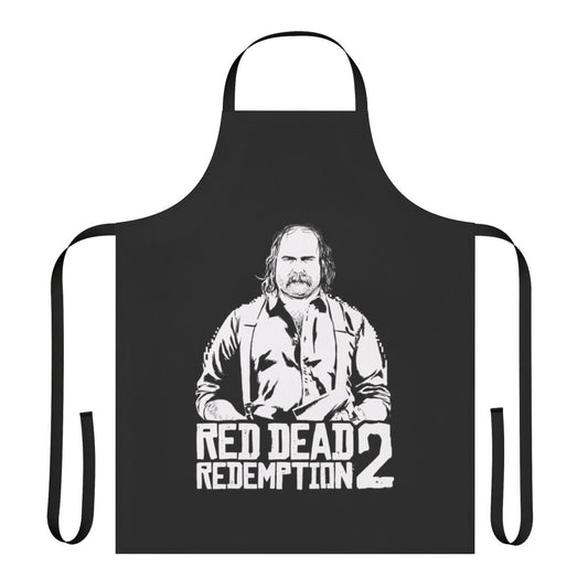 Red Dead Redemption inspired cooking apron featuring Arthur Morgan's iconic cowboy attire