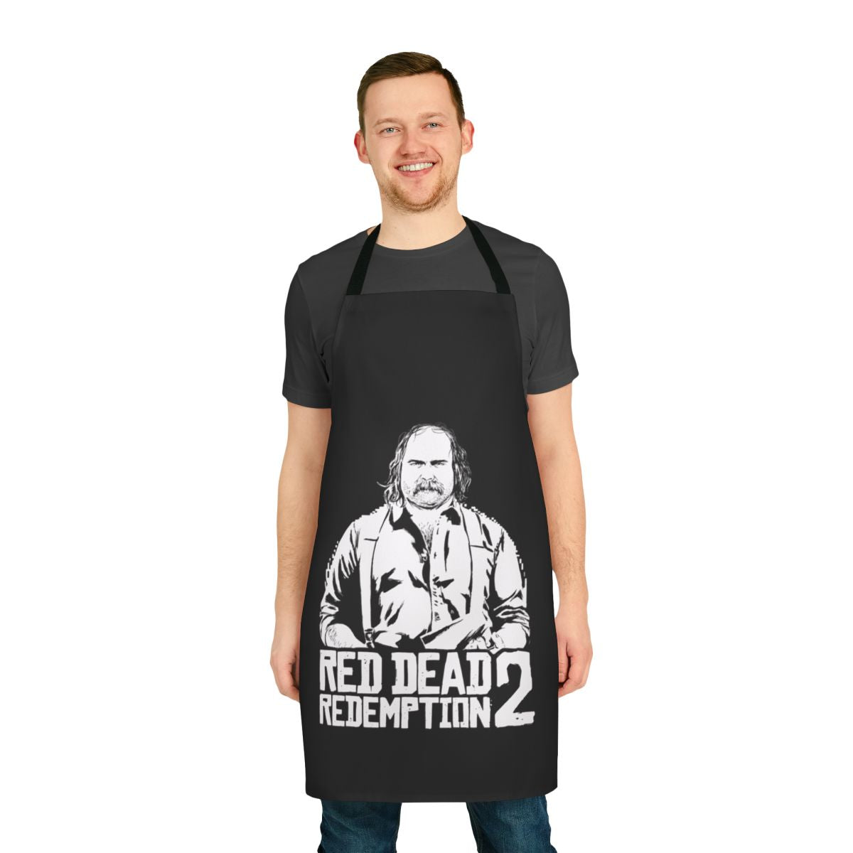 Red Dead Redemption inspired cooking apron featuring Arthur Morgan's iconic cowboy attire