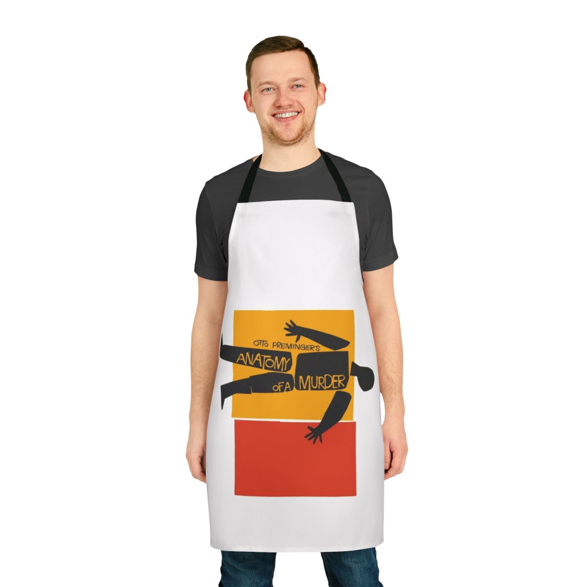 Vintage-style apron featuring elements from classic murder mystery and film noir movies