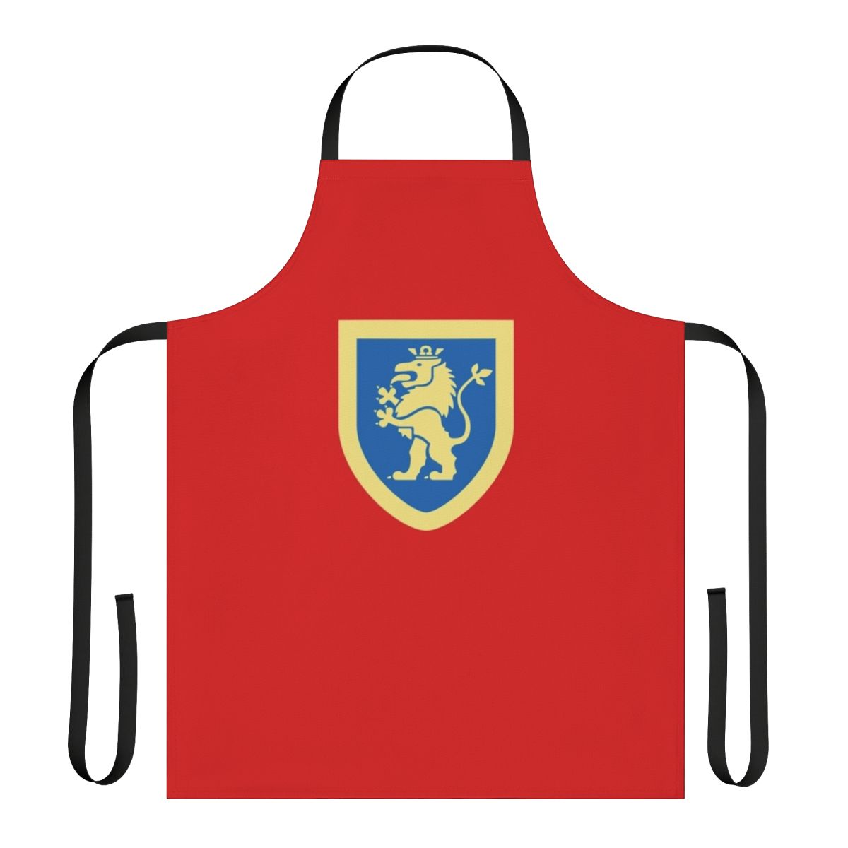Vintage-style lego crusaders knight's apron with castle and shield design