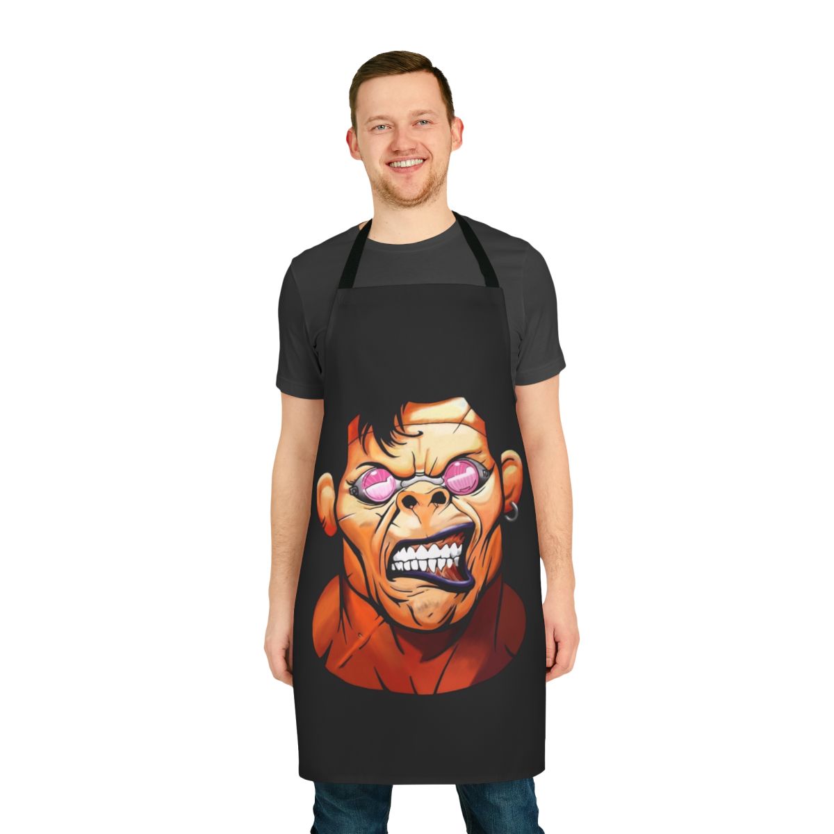 Ranxerox-inspired cyberpunk apron with vintage comic book art