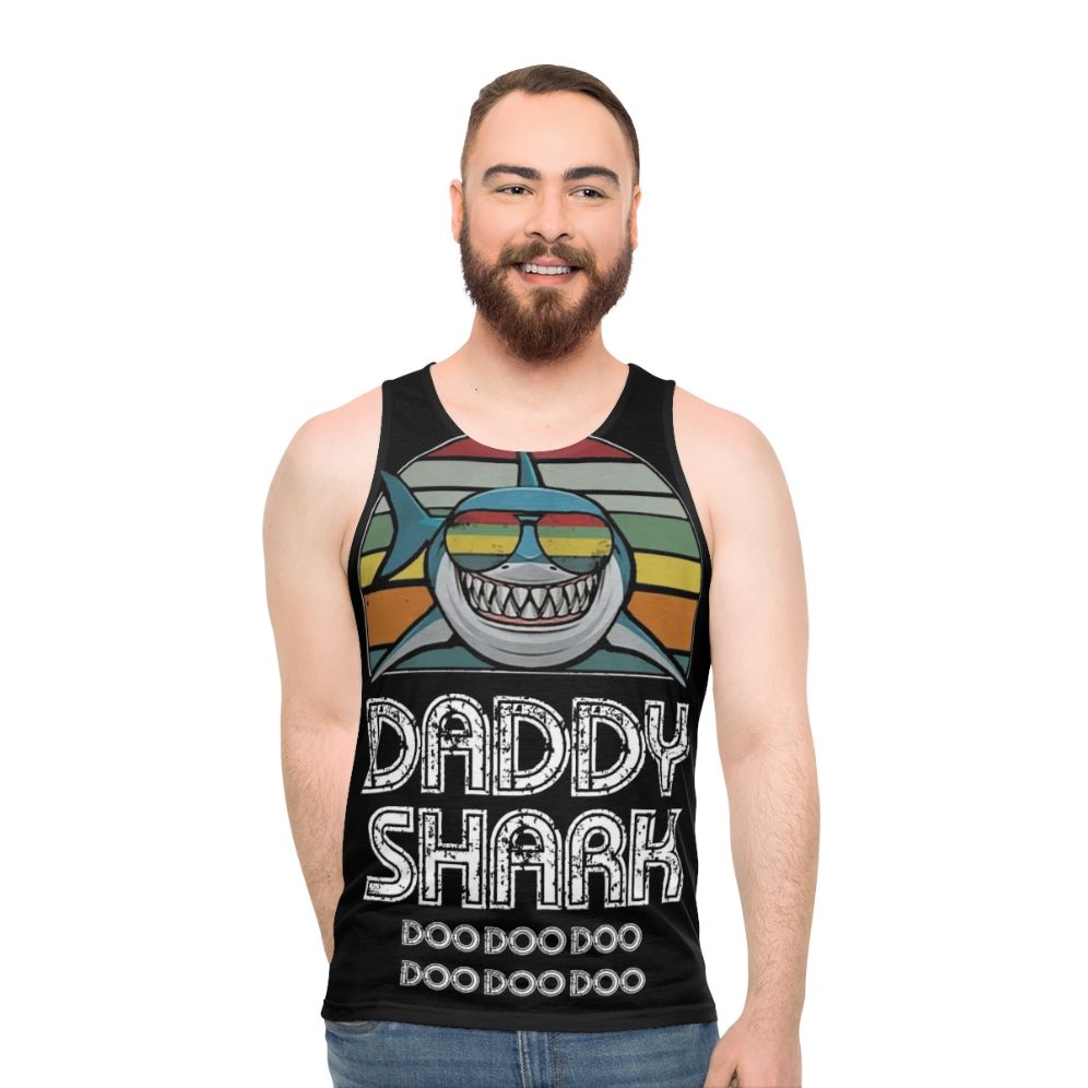 Retro Daddy Shark Unisex Tank Top