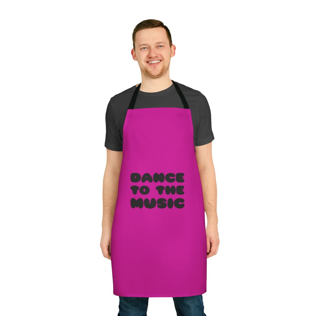 Colorful retro-style apron featuring a music and dance theme