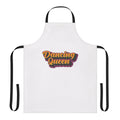 Colorful retro-inspired dancing queen apron with music and dance motifs
