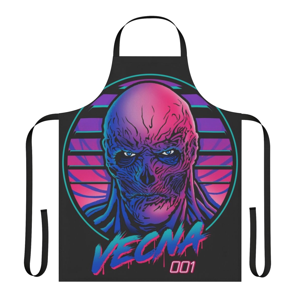 Retro dark apron featuring Vecna, the supernatural villain from Stranger Things