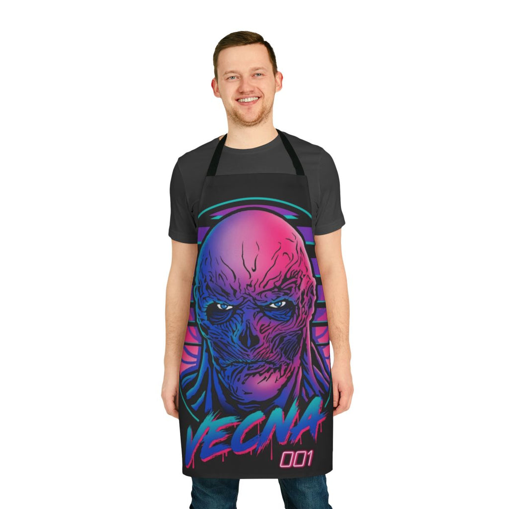 Retro dark apron featuring Vecna, the supernatural villain from Stranger Things
