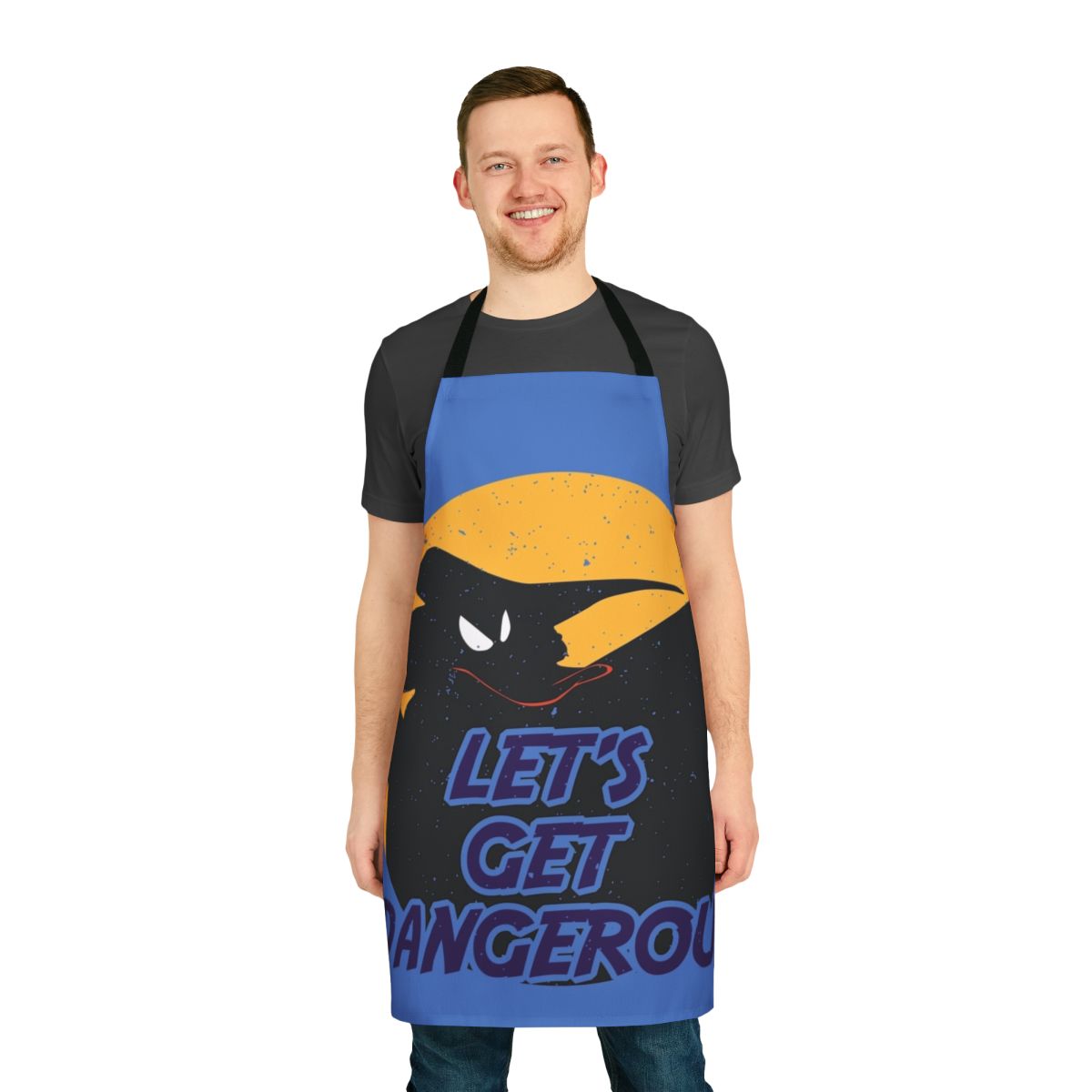 Retro Darkwing Duck and Ducktales inspired apron featuring a parody design of the characters