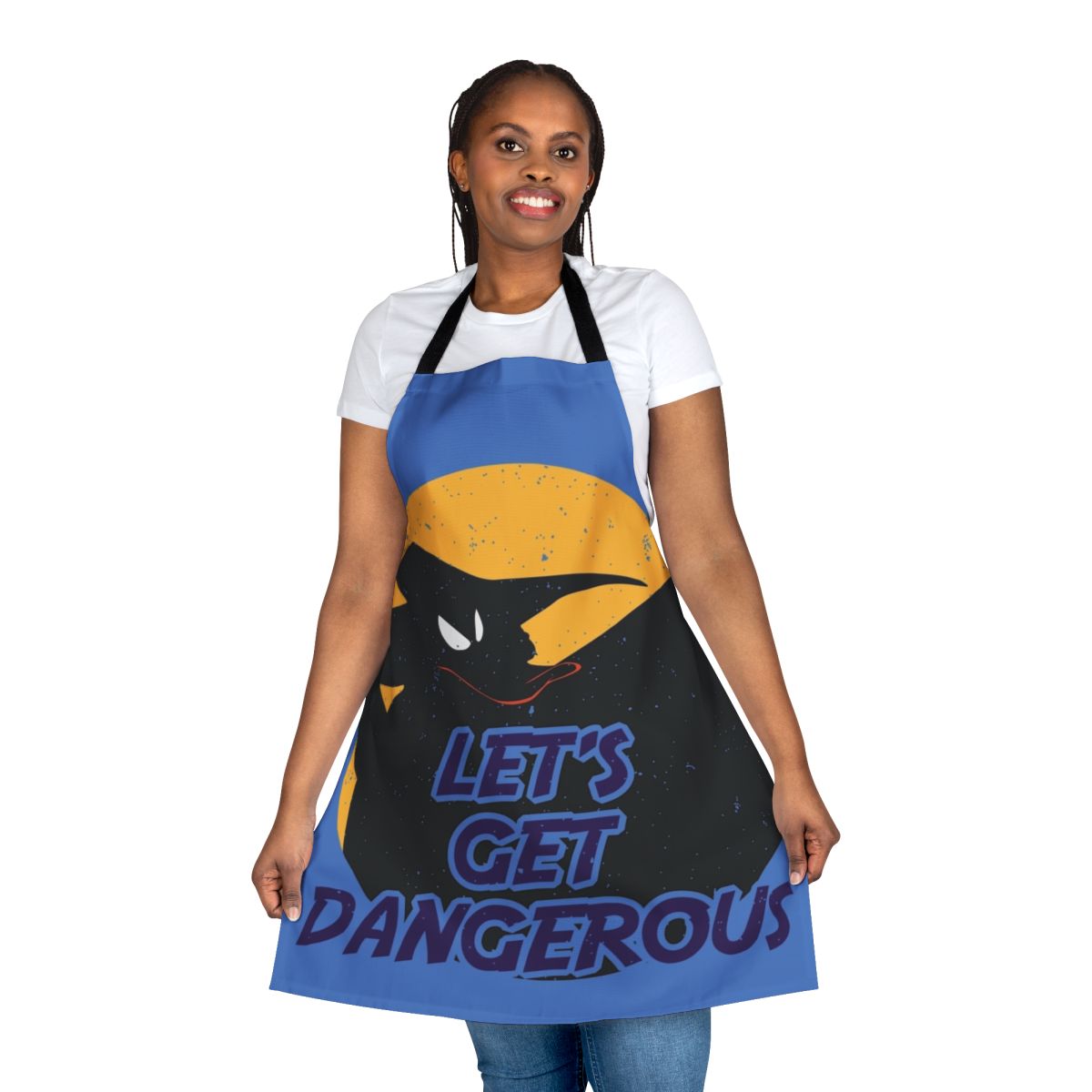Retro Darkwing Duck and Ducktales inspired apron featuring a parody design of the characters