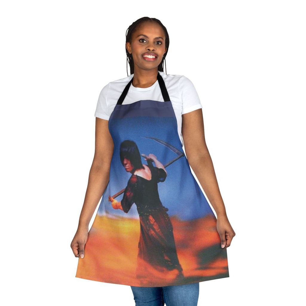 Retro death prog apron featuring a vintage-style album cover design