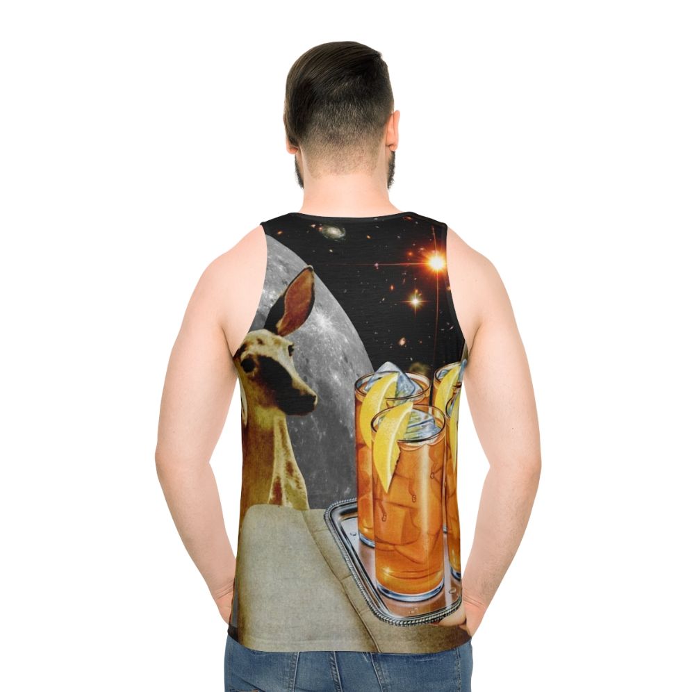 Retro deer unisex tank top with collage art design