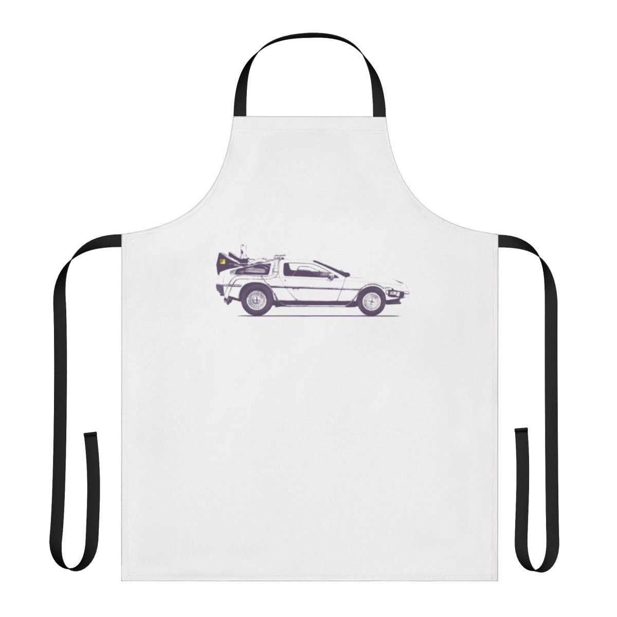 Delorean-inspired apron with retro car design