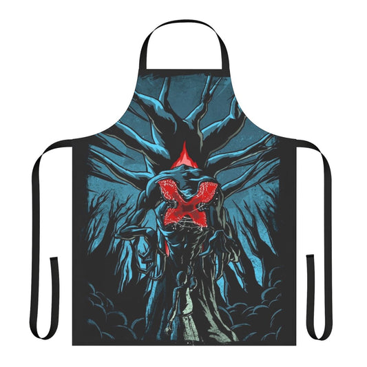 Retro-style demogorgon-themed apron for fans of Stranger Things and 80s horror