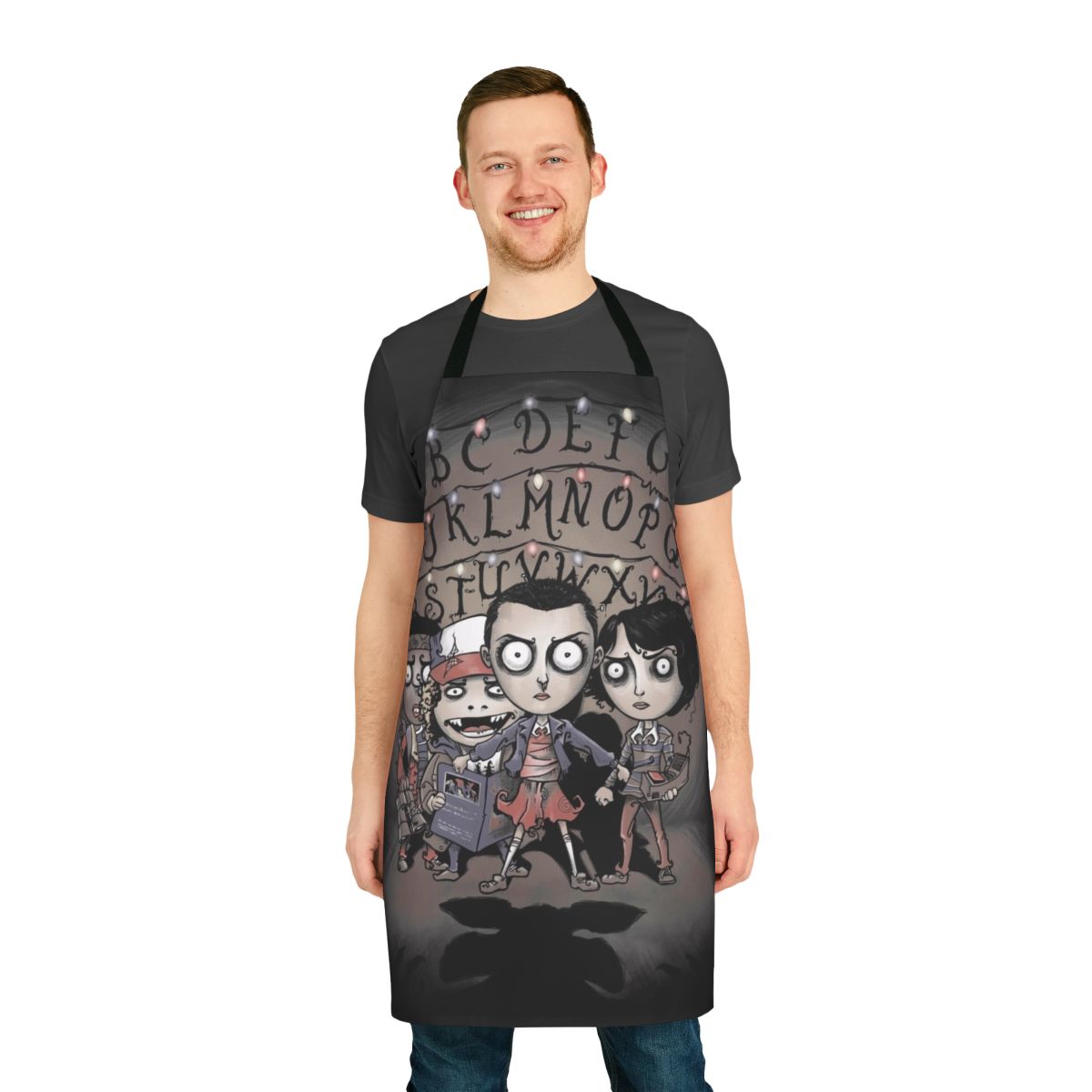A vintage-style apron featuring the iconic Demogorgon creature from the hit TV series Stranger Things.