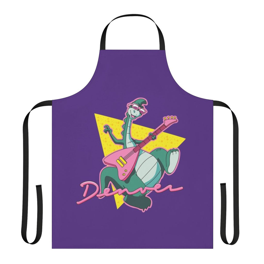 Vintage-style dinosaur apron with 80s cartoon design