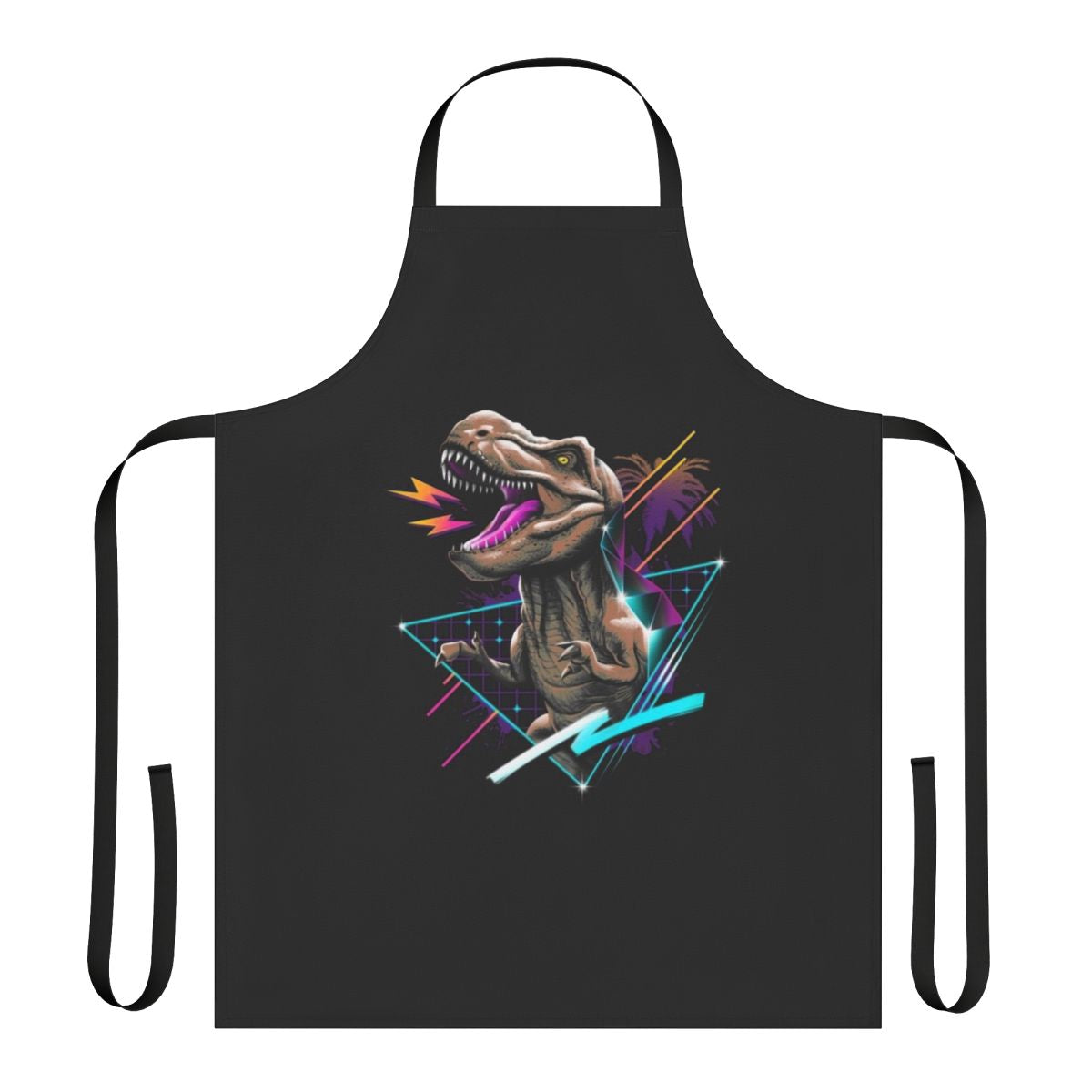 Retro-style apron featuring a bold, graphic Tyrannosaurus Rex design