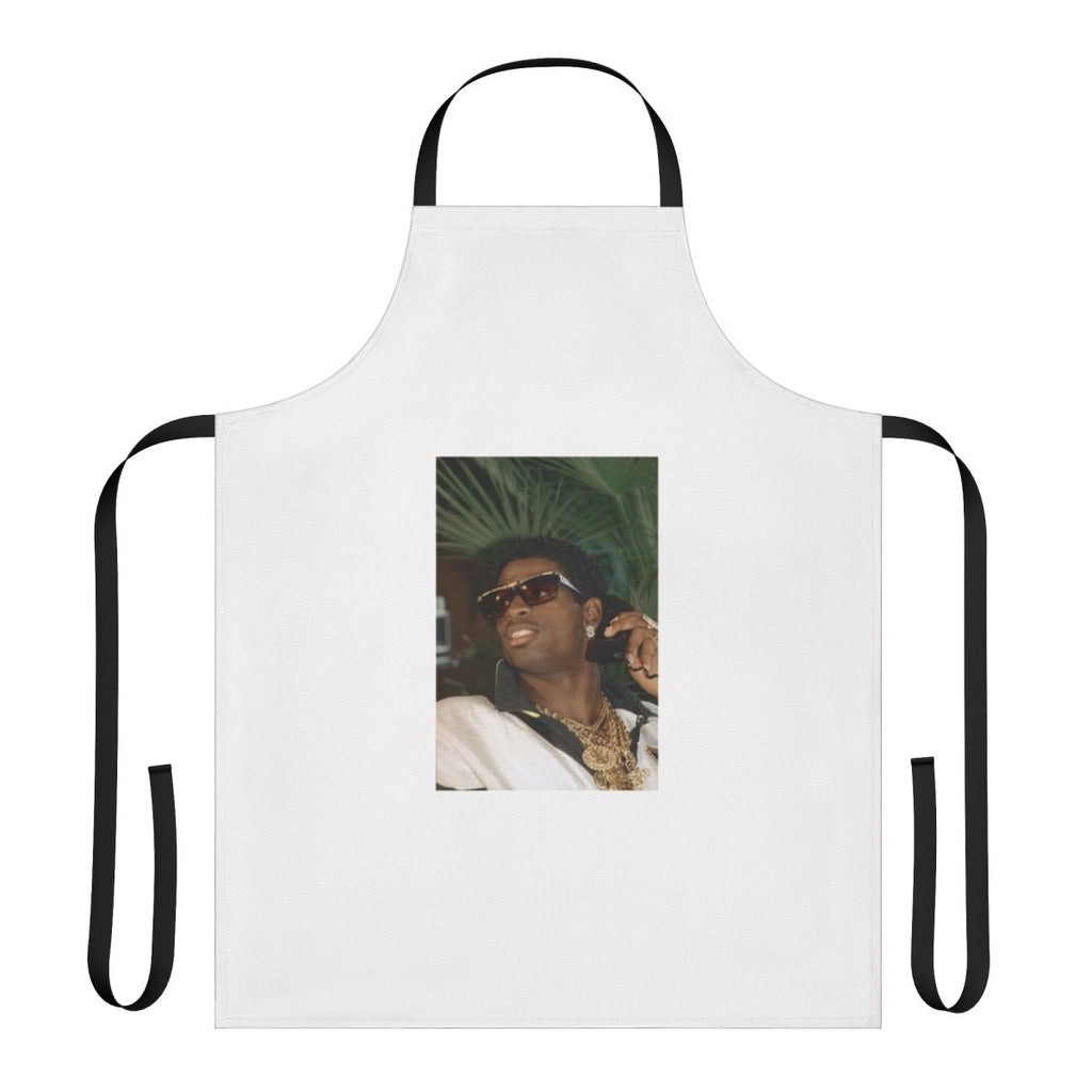 Sports fan apron featuring Dion Sanders inspired design