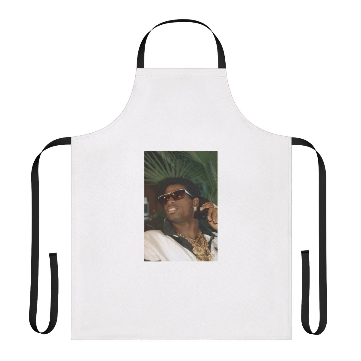 Sports fan apron featuring Dion Sanders inspired design