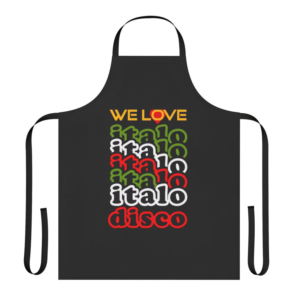Retro-style apron featuring an "Italo Disco" design for 80s music fans