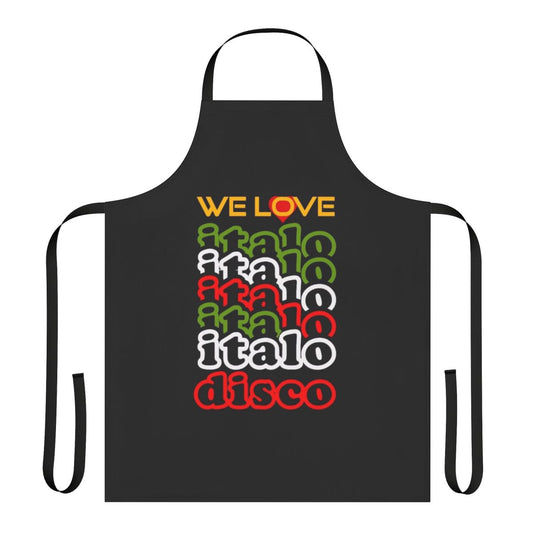 Retro-style apron featuring an "Italo Disco" design for 80s music fans