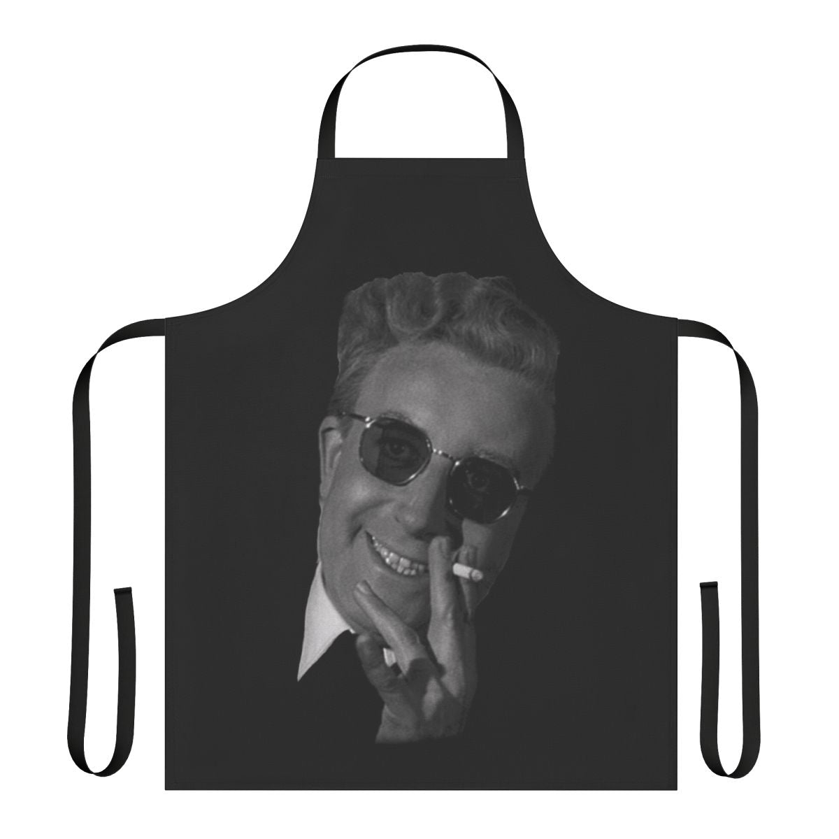 Retro Dr. Strangelove-inspired kitchen apron with vintage design and movie references