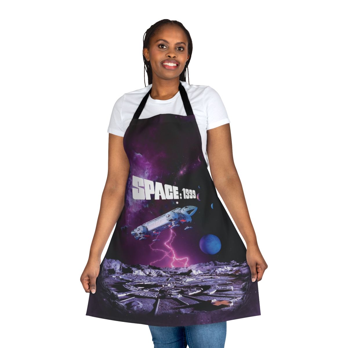 Retro Eagle 1999 T-Shirt Apron with Vintage Sci-Fi Inspired Design