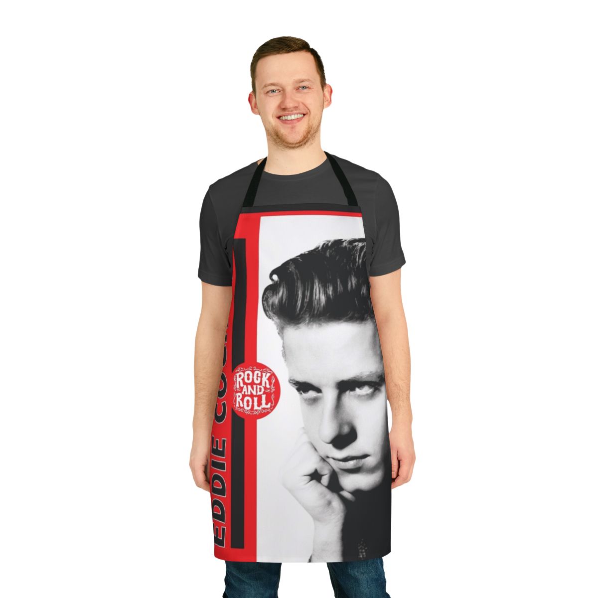 Retro Eddie Cochran inspired rock and roll kitchen apron