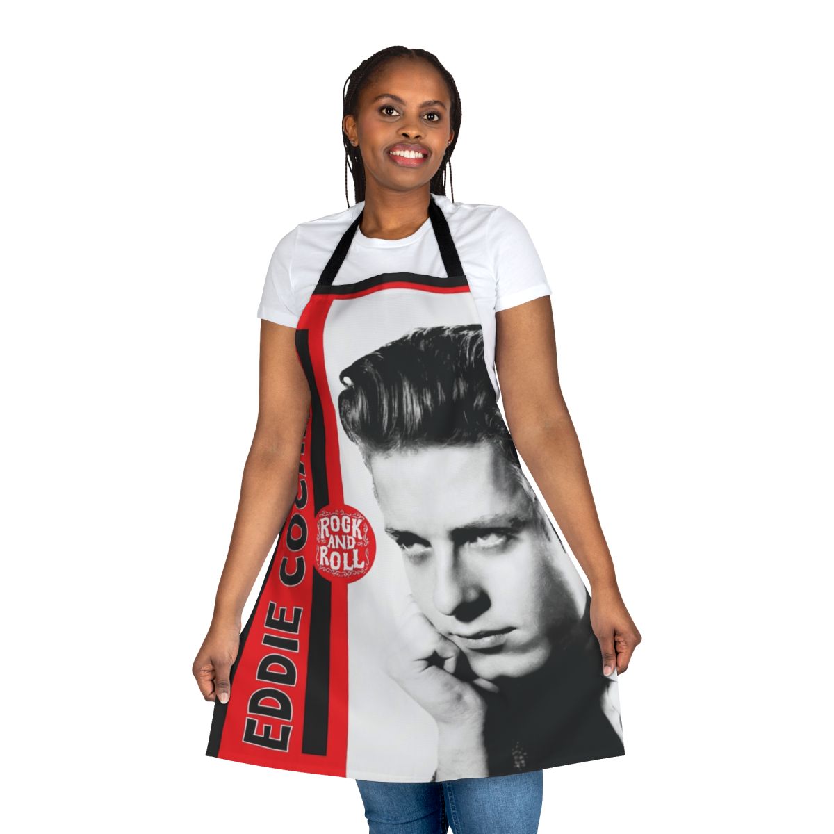 Retro Eddie Cochran inspired rock and roll kitchen apron
