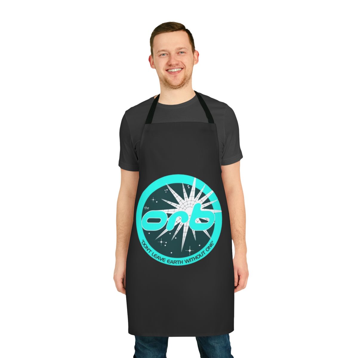 Retro electronic music inspired art apron with a stylized musical pattern