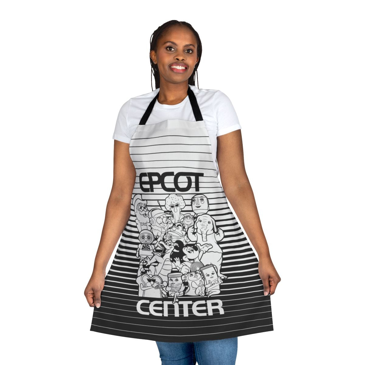 Retro Epcot-Inspired Kitchen Apron with Vintage Attractions and Characters