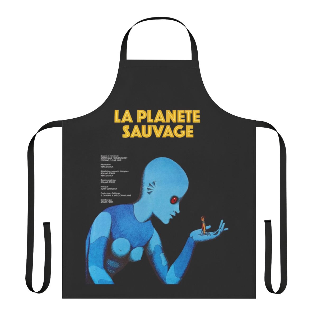 Retro apron inspired by the classic 1970s animated sci-fi film "Fantastic Planet" (La Planète Sauvage)