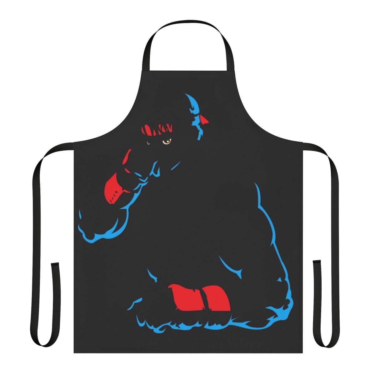 Retro-style fighter-themed kitchen apron with hadoken graphic