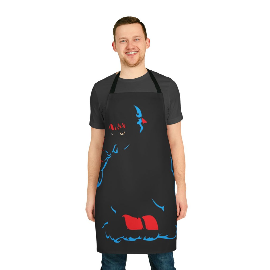 Retro-style fighter-themed kitchen apron with hadoken graphic