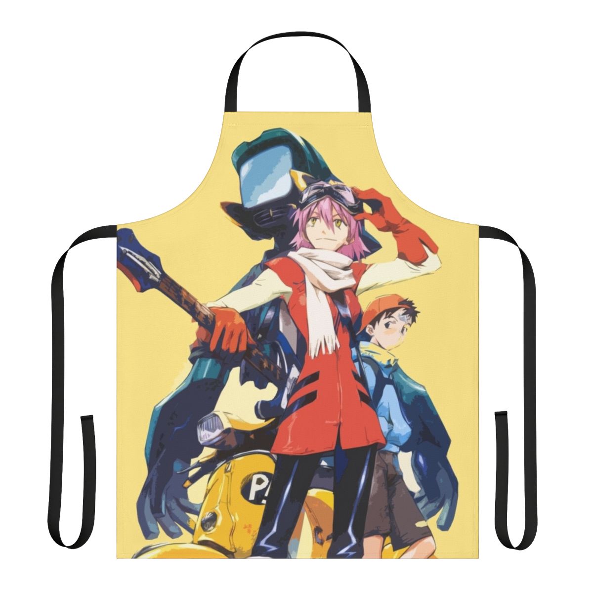 Stylish FLCL-inspired apron with vibrant anime graphics