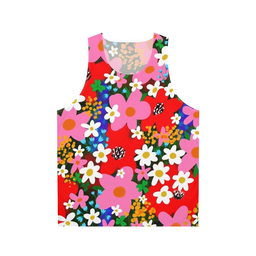 Retro floral flower power unisex tank top