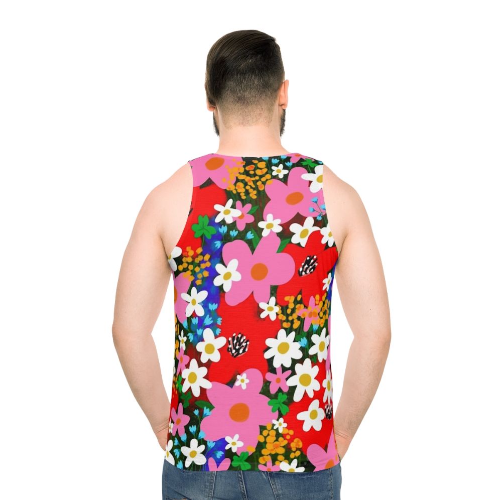 Retro floral flower power unisex tank top