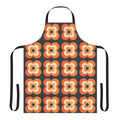 Retro floral pattern orange and charcoal black apron
