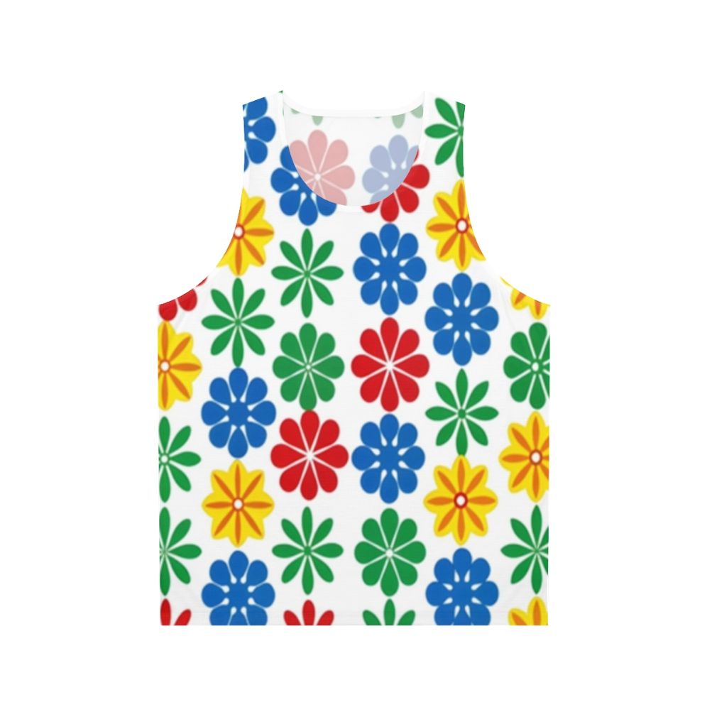 Retro floral pattern unisex tank top