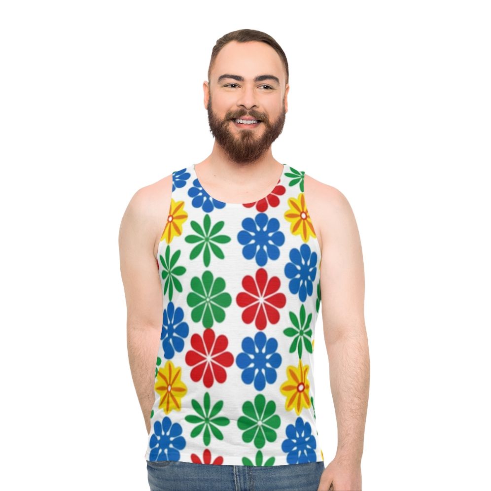 Retro floral pattern unisex tank top