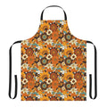 Vibrant retro flower power floral pattern on an apron