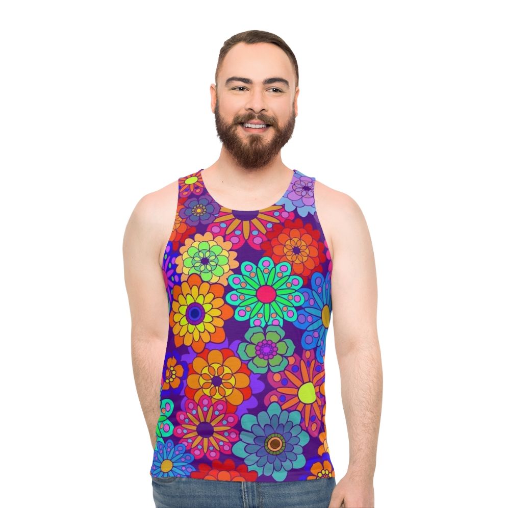 Retro flower power unisex tank top