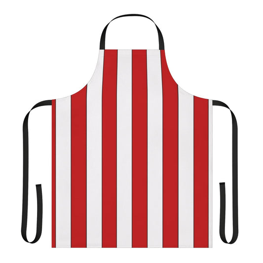 Retro red and white striped apron with football team colors design