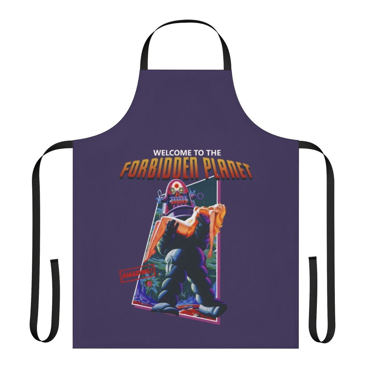 Retro Forbidden Planet sci-fi cult classic movie-themed apron