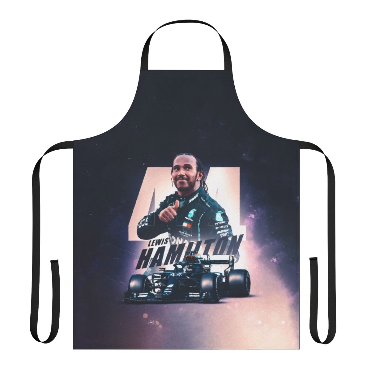 Retro Formula 1 Inspired Apron with Lewis Hamilton Motorsport Design Illustration