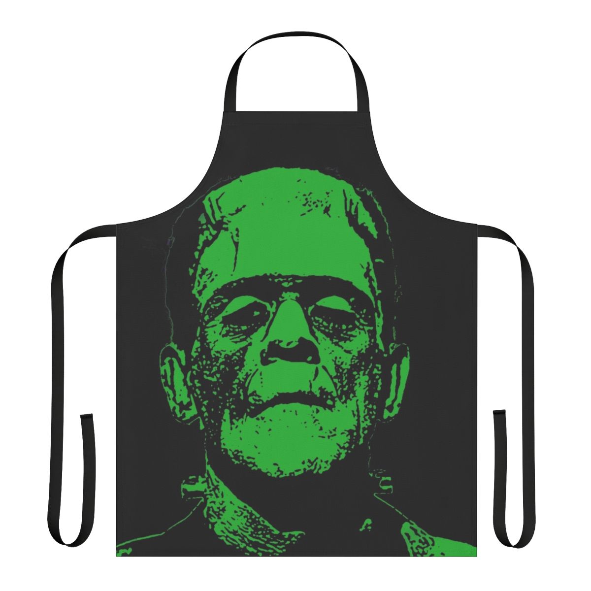 Vintage-inspired Frankenstein apron with green monster design