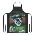 Frankenstein monster movie poster printed on a green kitchen apron