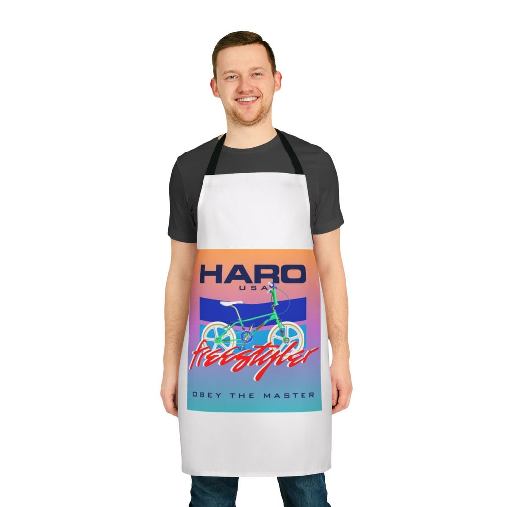 Retro freestyle BMX apron with Haro, Mongoose, and 80s graphics